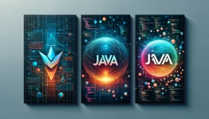 a group of java posters with colorful designs